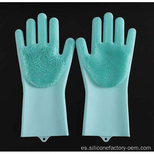 Guantes de silicona limpiando guantes para lavavajillas de cocina